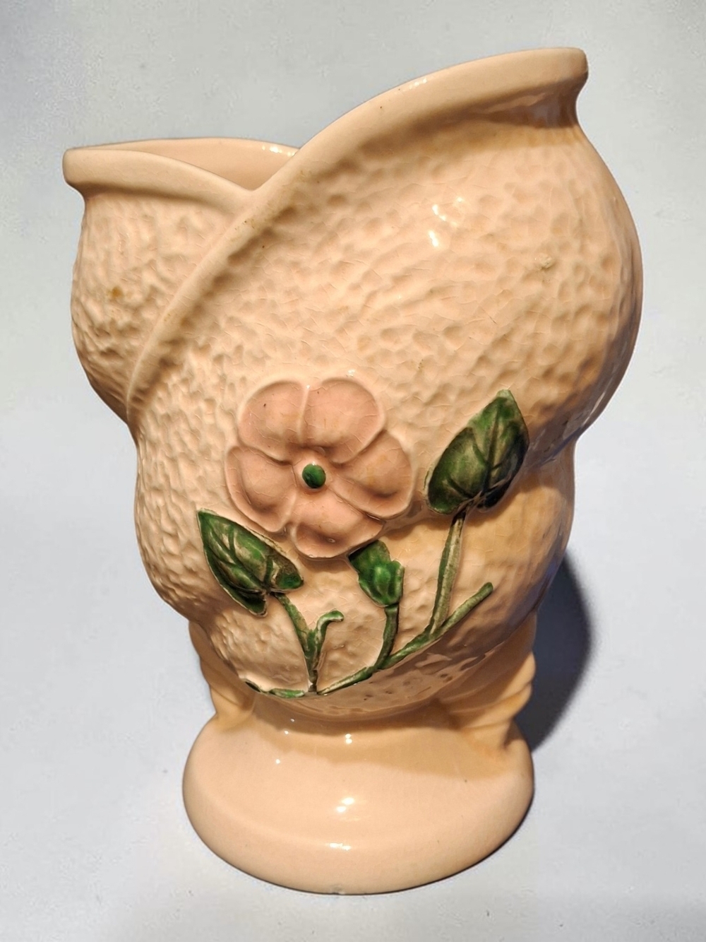 Vintage HULL Cream Colored Floral Ceramic Vase - Collectible Home Art